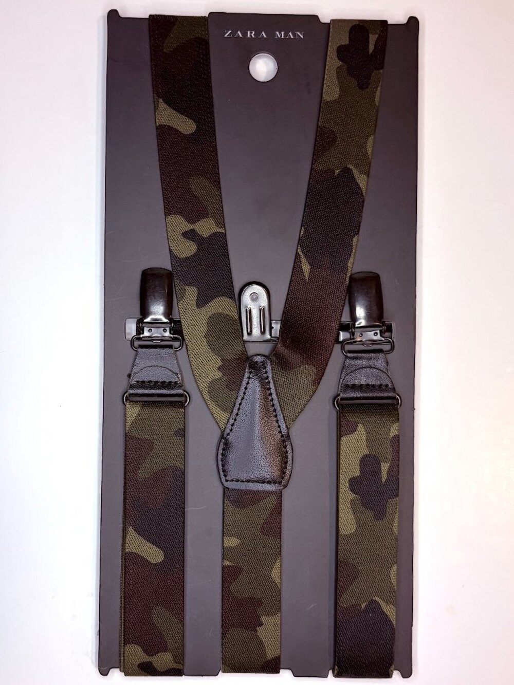 NEW ZARA UNISEX CAMOUFLAGE PRINTED SUSPENDERS SIZE M